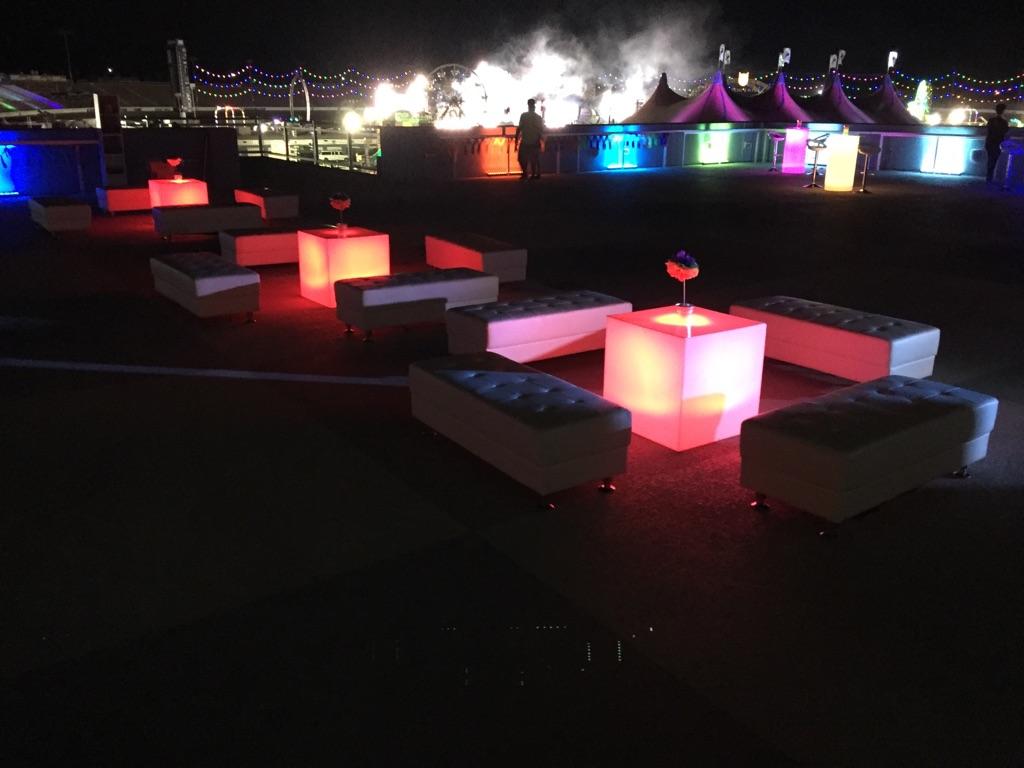Lighted cubes and ottoman scene
