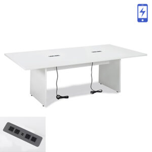8' White Conference Table - Charged