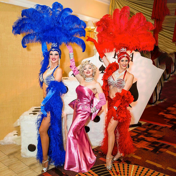 showgirls blue pink red
