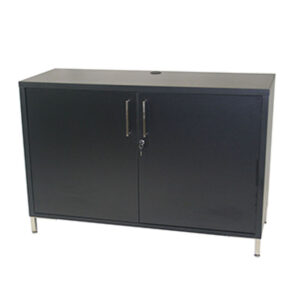 Locking Storage Credenza with Legs - Black