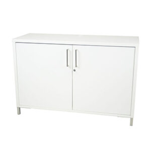 Locking Storage Credenza with Legs - White