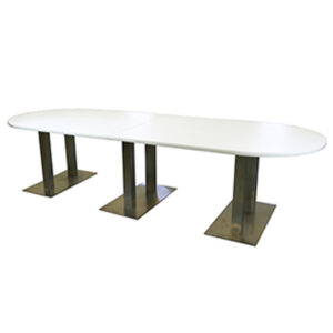 Oval Conference Table with Steel Base - White - 120"