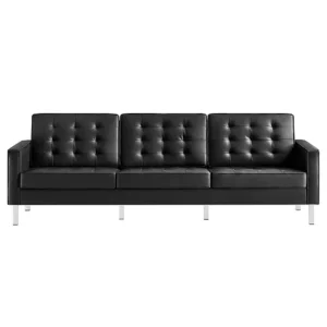 Luigi Black Leather Sofa