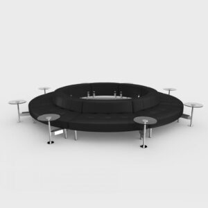 Endless Powered Low Back Closed Circle w/ 8 Round Glass Tables - Black