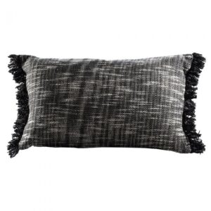 Frayed Lumbar Pillow - Black/White