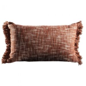 Frayed Lumbar Pillow - Spice Orange